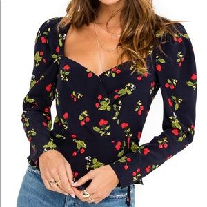 ASTR Sweetheart Cherry Wrap Top